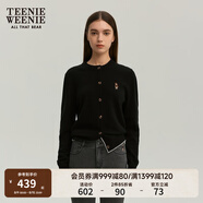 Teenie Weenie小熊女裝簡(jiǎn)約針織衫女秋冬針織開(kāi)衫罩衫短外套上衣 黑色 XS (155)
