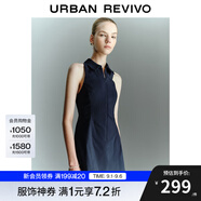 UR2025春季新款女裝學(xué)院風(fēng)超短款拉鏈無袖連衣裙UYU750030 藏青 XS