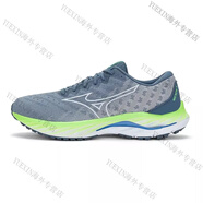 美津濃（MIZUNO）美津濃男鞋梭織鞋面慢跑鞋緩震跑步鞋WAVE INSPIRE19 SSW 04_藏青色_白色_熒光綠 39
