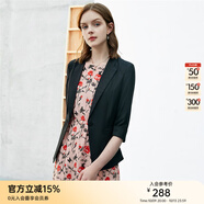 顏域簡(jiǎn)約半袖西裝外套女夏裝新款通勤顯瘦氣質(zhì)職業(yè)短款西服 黑色 S/36