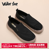 Walker Shop男士帆布鞋樂福鞋2025新款男鞋男士一腳蹬懶人鞋低幫透氣舒適布鞋 黑色 41