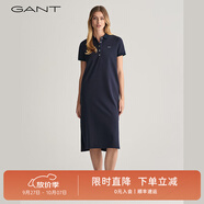 GANT/甘特新款女裝翻領(lǐng)長(zhǎng)裙裙子純色休閑寬松百搭POLO裙短袖連衣裙 晚藍(lán)色 M