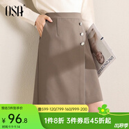歐莎（OSA）2025年春秋不規則下擺半身裙女中長(cháng)款OL職業(yè)高腰顯瘦a字裙 咖啡色 有里布 S