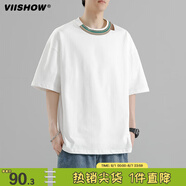 viishow短袖t恤男夏季潮流打底衫潮牌ins上衣寬松短袖衣服   白色 L