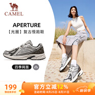 駱駝（CAMEL）復古運動(dòng)女鞋全地形跑步休閑慢跑鞋子 X24B09L7014 黑/銀 39