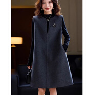 夏典素訂女王（SE.PSTP）安可拉紅呢子馬甲裙女秋冬季新款坎肩顯瘦百搭無(wú)袖背心毛呢連衣裙 深灰色（無(wú)胸針） M 105斤內