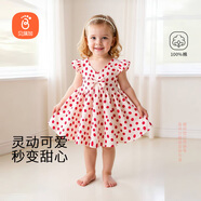 貝瑞加（Babyprints）女童連衣裙夏季女孩公主裙純棉背心裙可愛無袖大裙擺 大紅波點(diǎn)100