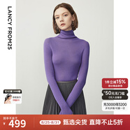 朗姿【王楚然同款】純羊毛高領(lǐng)針織衫春冬內(nèi)搭打底上衣曠野美拉德 數(shù)碼紫色2 2XL