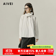 AIVEI欣賀艾薇 明星同款 2024秋季寬松立領(lǐng)長袖 襯衫R750205A 白色 M