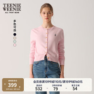 Teenie Weenie小熊針織開(kāi)衫2025年春夏新款圓領(lǐng)休閑基礎長(cháng)袖毛衣外套女空調衫 淺粉色 L