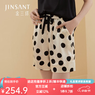 金三塔真絲睡衣女桑蠶絲可外穿休閑真絲家居褲短褲睡褲 黑白波點(diǎn)7167 M