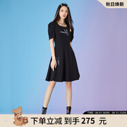 拉拉波波設(shè)計感新中式方領(lǐng)高腰連衣裙修身顯瘦a字赫本風(fēng)小黑裙L22E-WLZY15 黑色 S 160