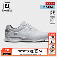 FootJoy 高爾夫球鞋男士FJ Pro/SL專業(yè)競技無釘款golf鞋舒適防滑防潑水鞋 白53070 39 碼=美碼6.5碼