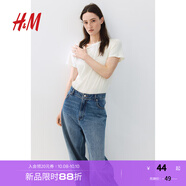 H&M女裝T恤2025秋季新款圓領(lǐng)美式休閑簡約寬松棉質(zhì)短袖上衣1270848 白色 M 165/96