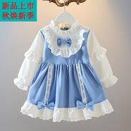 迪士尼（Disney）女童洛麗塔公主裙兒童裙子春秋款寶寶一周歲生日連衣裙西班牙洋裝 天藍色 藍色天空 80 建議0-1歲身60-70