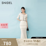 SNIDEL2025春夏新品圓領(lǐng)短袖針織衫高腰修身半身裙套裝SWNO252307 象牙白 均碼 (F)