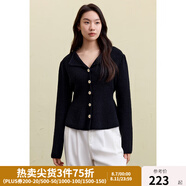 獨束大碼女裝針織衫V領紅色毛衣女2024冬大碼胖mm泡泡袖收腰上衣 靜謐黑 L (尺碼：2)