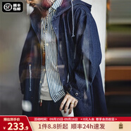馬登工裝 復古街頭M51丹寧牛仔魚(yú)尾風(fēng)衣百搭中長(cháng)款抽繩連帽外套男秋季 牛仔藍 2XL