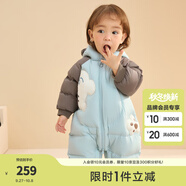 巴拉巴拉童裝嬰兒連體羽絨服連體衣寶寶衣服2025冬裝哈衣爬服萌趣男童女童 白色小熊-白鴨絨 100 cm-充絨量107g
