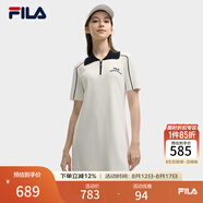 FILA 楊冪同款|斐樂(lè)官方女裝編織連衣裙2025夏季新款時(shí)尚修身POLO裙子 云菇白-WT XS 155/76A/XS