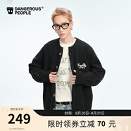 Dangerous people薛之謙dsp秋季簡(jiǎn)約寬松百搭?yuàn)A花刺繡玫瑰開(kāi)衫毛衣 黑色 XL