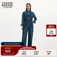 Teenie Weenie小熊女裝春裝休閑棉質(zhì)舒適牛仔褲背帶褲女士長褲 深藍(lán)色 L (170)
