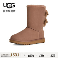 UGG秋季新款女士舒適時尚保暖蝴蝶結(jié)款短筒雪地靴平底短靴1153475 RYK | 淺橡棕色 36