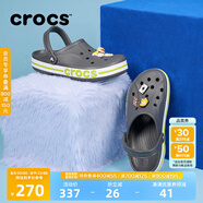 crocs卡駱馳洞洞鞋貝雅卡駱班輕便耐磨一腳蹬休閑鞋|205089 石板灰/青檸綠-0GX 41 /42(260mm)