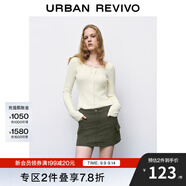 UR秋冬新款女裝慵懶風(fēng)氛圍感修身系帶針織衫UYY940026 米白 XS