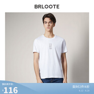Brloote/巴魯特男士短袖T恤棉舒適時(shí)尚休閑個(gè)性印花圓領(lǐng)休閑T恤衫男夏季 白色8 185/104A