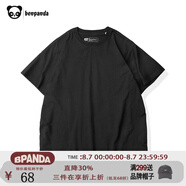 熊貓·本（ben.panda）純色短袖t恤男寬松圓領(lǐng)潮體恤衫夏純棉情侶半袖打底衫衣多穿 黑色 2XL