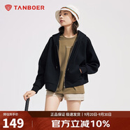 坦博爾衛(wèi)衣女春秋短款連帽運(yùn)動外套寬松小個(gè)子TD4160502 黑色 165 