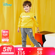 迪士尼寶寶（Disney Baby）童裝男童套裝潮酷米奇寶寶衛衣套裝保暖舒適 黃色 24個(gè)月/身高90cm