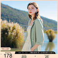 三彩2025夏季新款寬松涼感小西裝七分袖西服外套通勤氣質(zhì)M