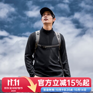 拓路者（Pioneer Camp）重磅長袖t恤團(tuán)購男士打底衫純色抓絨衣男立領(lǐng)上衣?lián)u粒絨春秋冬款 黑色 XXXL