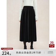 自巧小個(gè)子赫本風(fēng)絲絨休閑褲2024秋冬新款小黑裙高腰顯瘦半身裙 謐黑色半裙 M (4碼)
