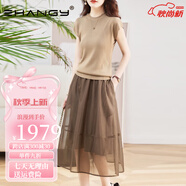 Ehangy輕奢品牌兩件套連衣裙女2025年夏季新款顯瘦氣質(zhì)洋氣減齡裙子 駝配咖啡 M 【建議105斤以下】