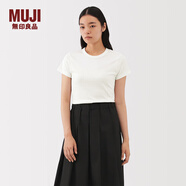 無(wú)印良品（MUJI）Labo 女式棉混亞麻短袖T恤上衣打底衫女款內搭25年女裝AF03SA5A 米白色 XL （165/92A）