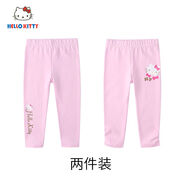 Hello Kitty童裝女童秋冬休閑薄款新款舒適打底長褲兩件裝 淺粉淺粉 80