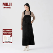 無印良品（MUJI）女式 木棉混 燈芯絨 背帶裙寬松直筒中長款連衣裙 美拉德BE12CC3A 黑色 S