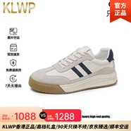 KLWP香港國際輕奢正品男鞋新款潮流百搭厚底德訓鞋休閑舒適透氣板鞋 米杏[正品男鞋] 40 (250mm)
