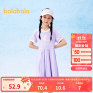 巴拉巴拉女童裙子兒童連衣裙2024夏裝大童學(xué)院風(fēng)印花甜美洋氣208224111032