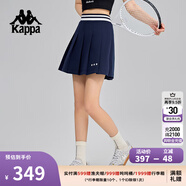 卡帕（Kappa）背靠背運動短裙女士夏季新款訓(xùn)練休閑裙百褶裙網(wǎng)球裙子 K0F42QQ01 【運動休閑 | 百搭短裙】暗夜藍(lán)黑 L （推薦尺碼170/72A）