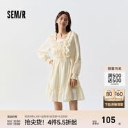 Semir連衣裙女荷葉邊蝴蝶結(jié)浪漫2024春季甜美肌理裙子溫柔 白色調(diào)00311 L 165/88A