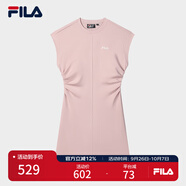 FILA 斐樂(lè )官方女裝針織連衣裙2025夏季新款時(shí)尚休閑無(wú)袖收腰裙子 赤粉色-PK S 160/80A/S