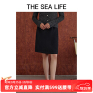 THE SEA LIFE歐海一生 半身裙女24秋冬細膩柔軟復古簡約利落百搭半身裙A180209 黑灰色 S