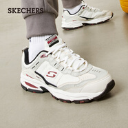 斯凱奇（Skechers）男士老爹鞋復(fù)古潮流百搭運(yùn)動(dòng)鞋厚底舒適減震耐磨休閑運(yùn)動(dòng)鞋 自然色/黑色/NTBK 40