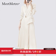 MeetMetro瑪依爾西裝連衣裙女2025秋季新款質(zhì)感職業(yè)通勤百褶裙 淺杏【現(xiàn)貨閃電發(fā)】 M
