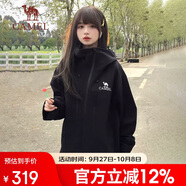 駱駝（CAMEL）硬殼沖鋒衣女單層外套24新款防水防風(fēng)衣登山服男