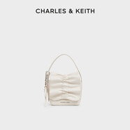 CHARLES&KEITH【七夕禮物】女包CK6-40151554褶皺蝴蝶結迷你包女 Cream奶白色